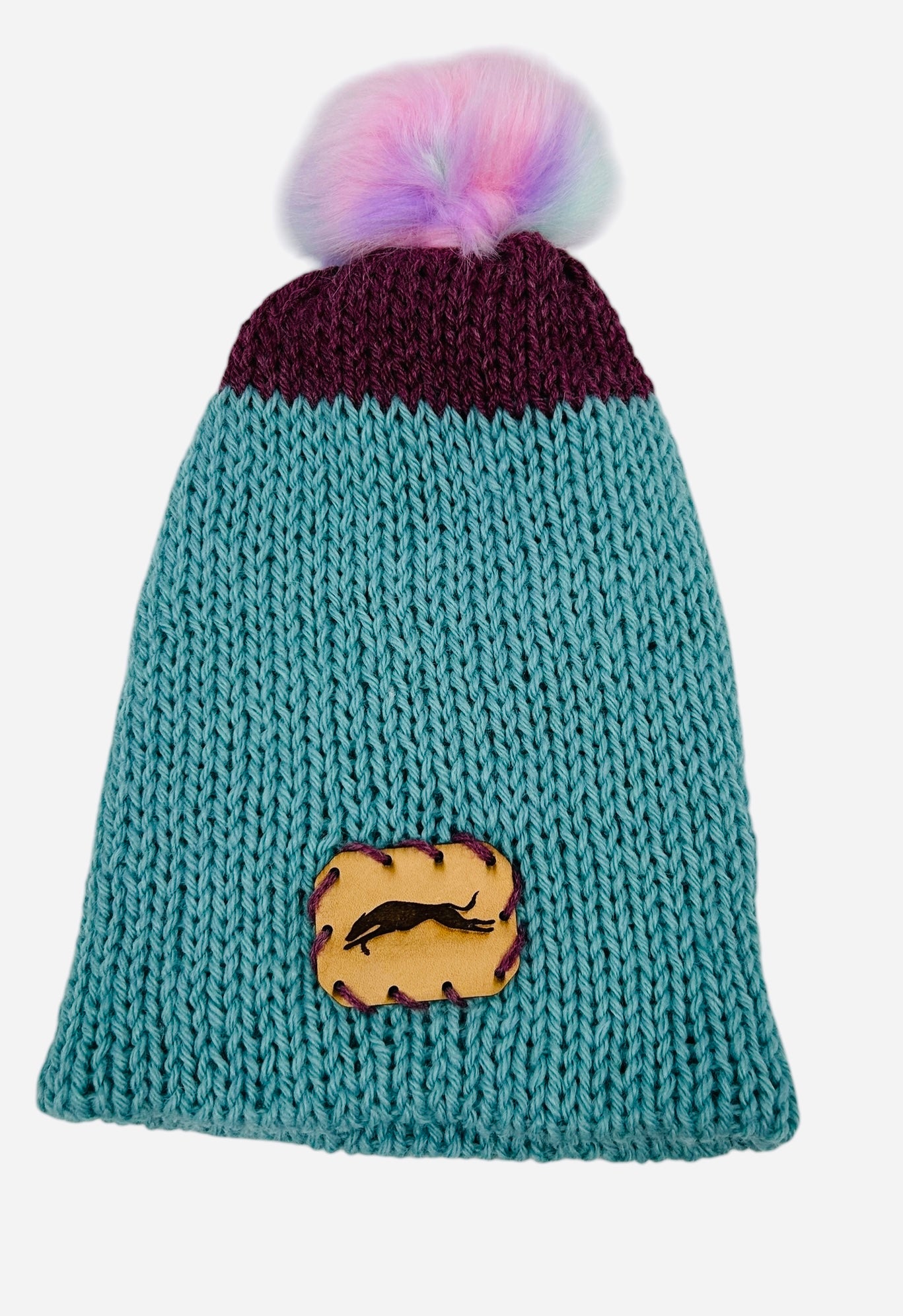 Aqua and Dark Rose Winter Hat
