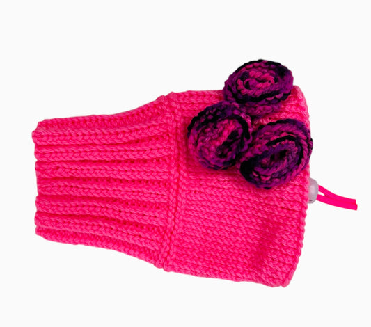 Hot Pink Rose Snood with Hot Pink and Black Roses