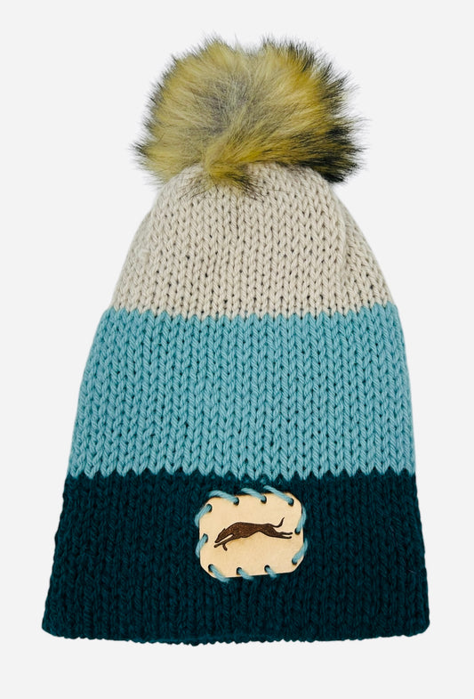Teal, Aqua, and Beige Winter Hat