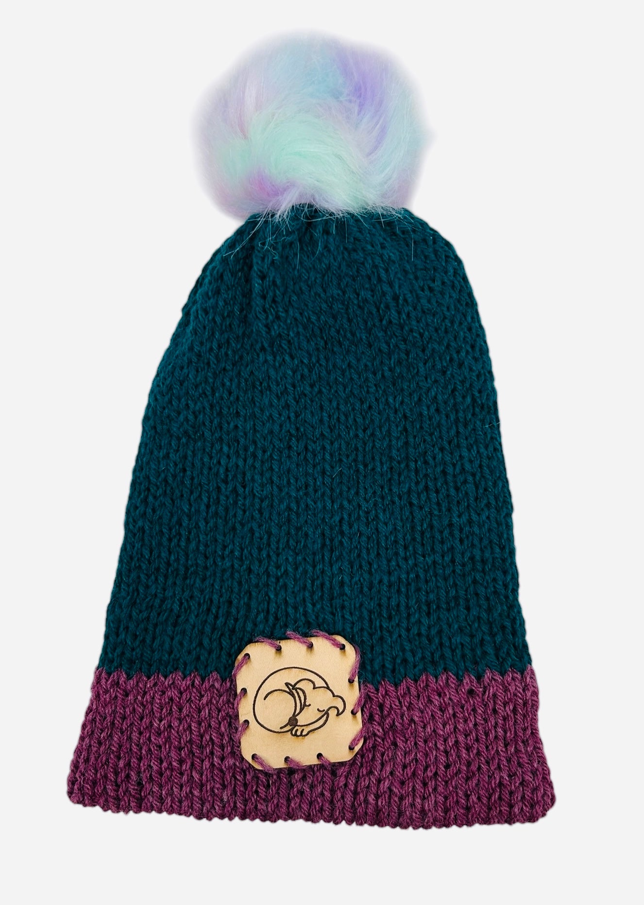 Teal and Dark Rose Winter Hat
