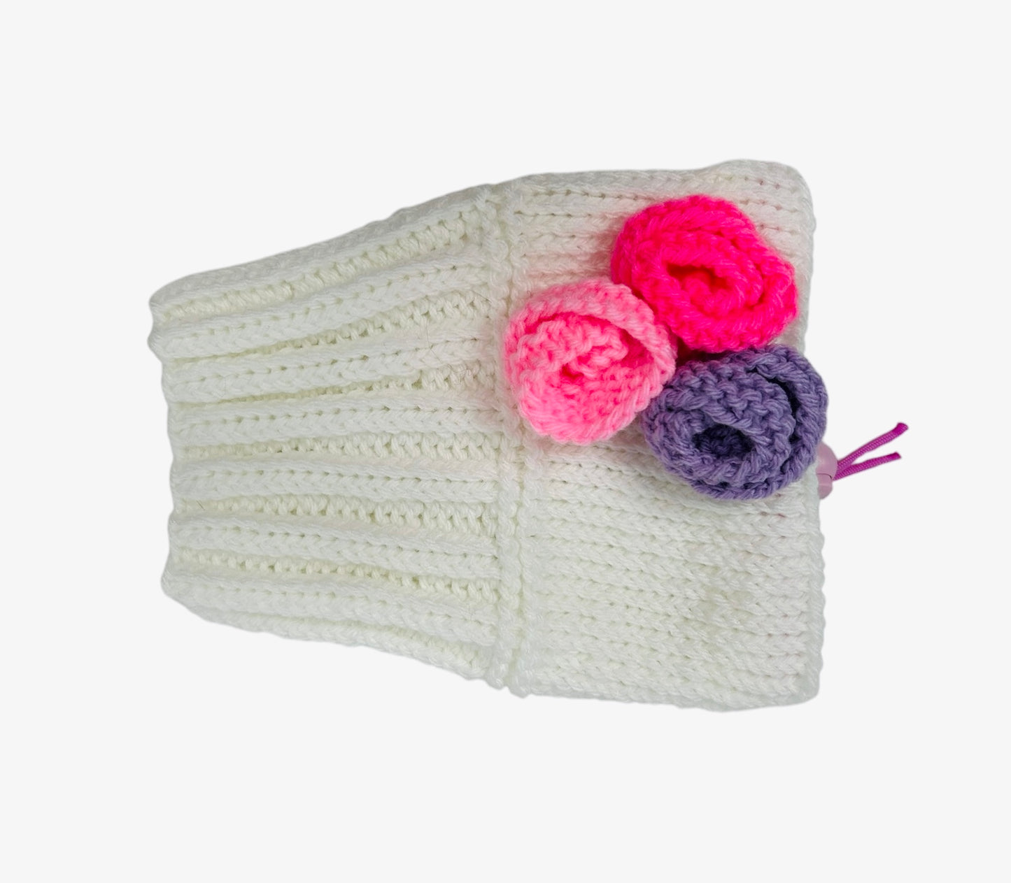 White Rose Snood with Pink and Purple Roses