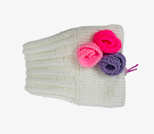 White Rose Snood with Pink and Purple Roses
