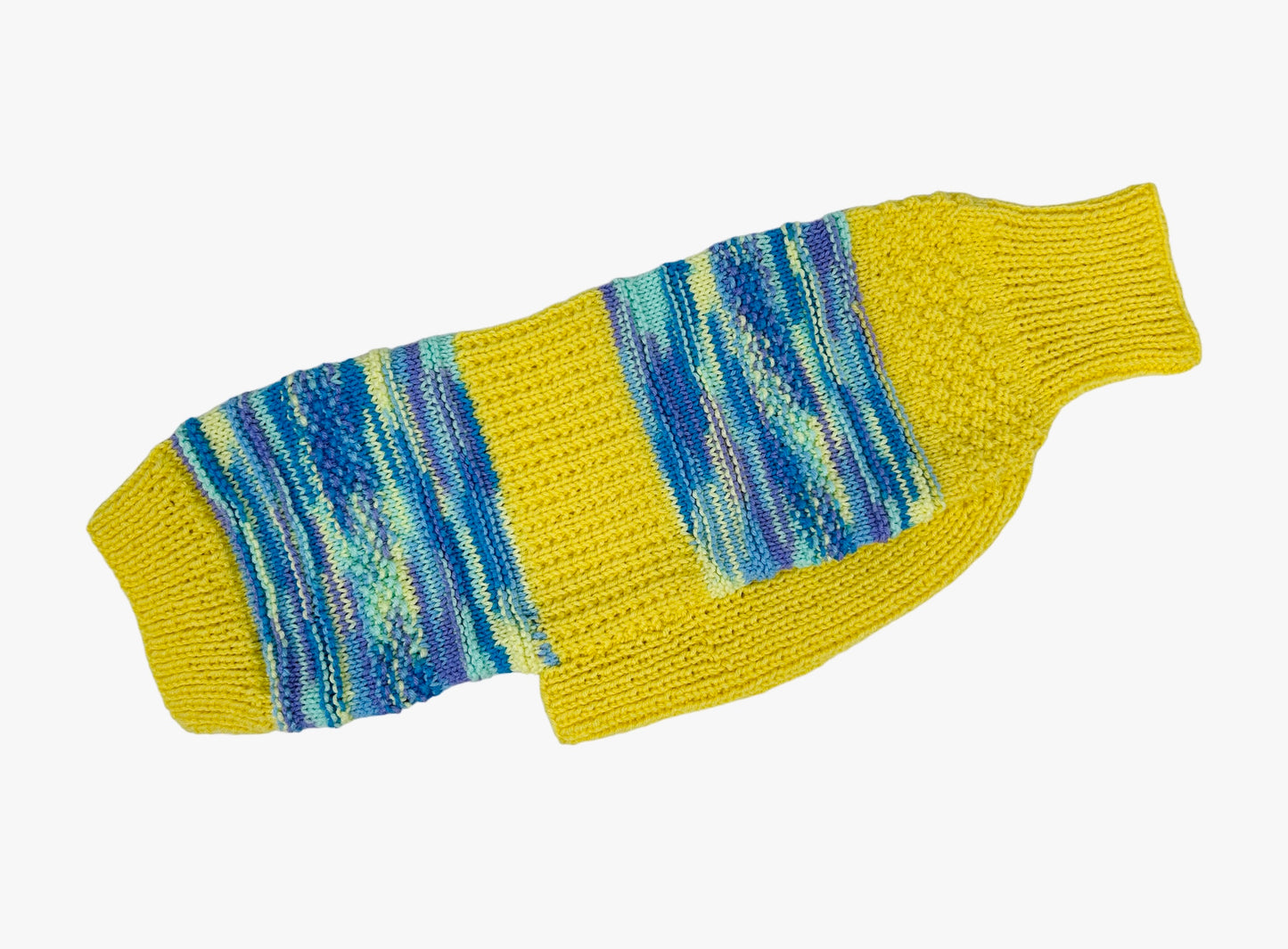 Butter Yellow and Light Blue Multicolor Whippet Sweater Size Medium