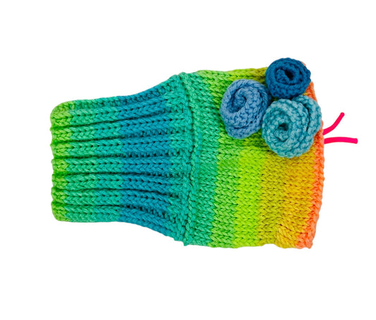 Pastel Rainbow Rose Snood with Light Blue and Turquoise Roses