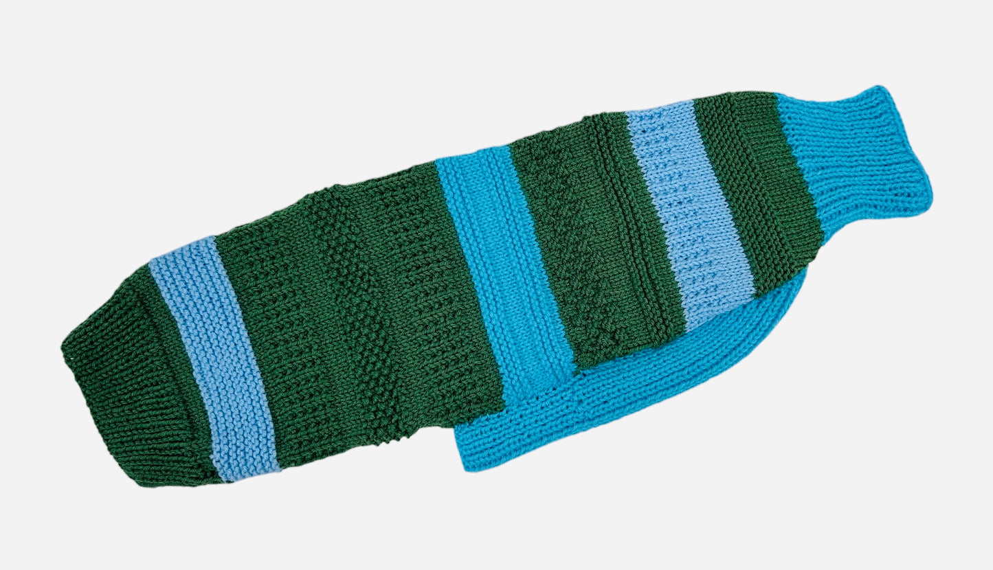 Green and Blue Whippet Sweater Size Large