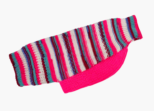 Hot Pink, Lavender, and Turquoise Striped Whippet Sweater Size Medium
