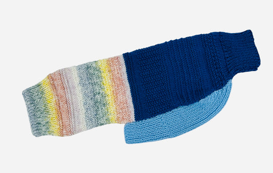 Muted Rainbow and Blues Whippet Sweater Size Medium