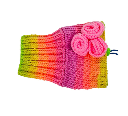 Pastel Rainbow Rose Snood with Pink Roses