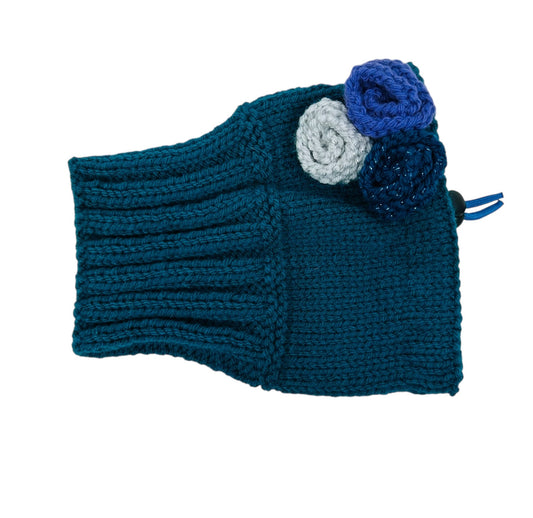 Teal Rose Snood with Silver, Purple and Teal Roses
