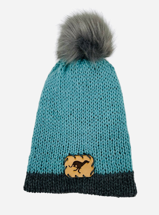 Aqua and Gray Winter Hat