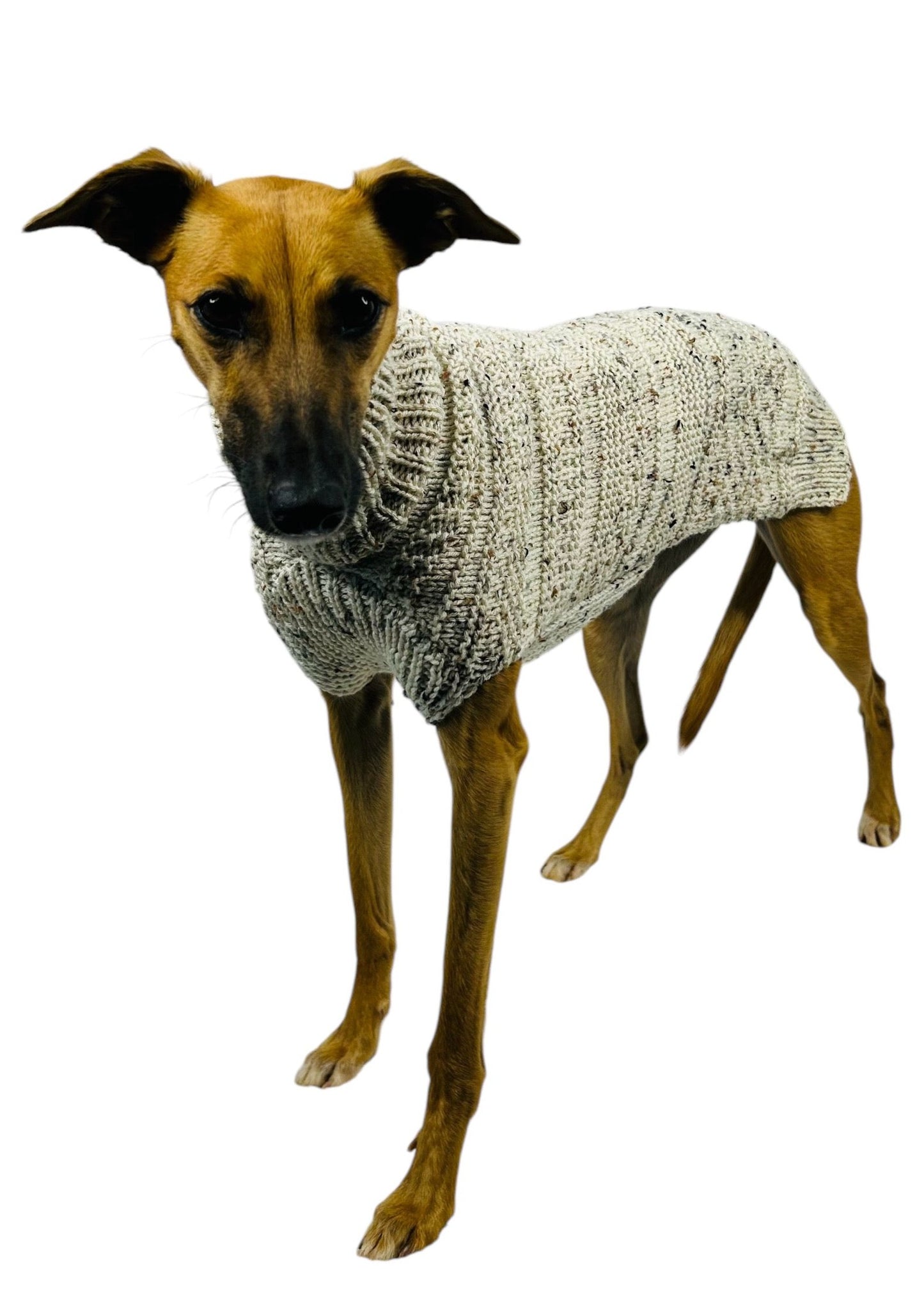 Beige Tweed Whippet Sweater Size Medium