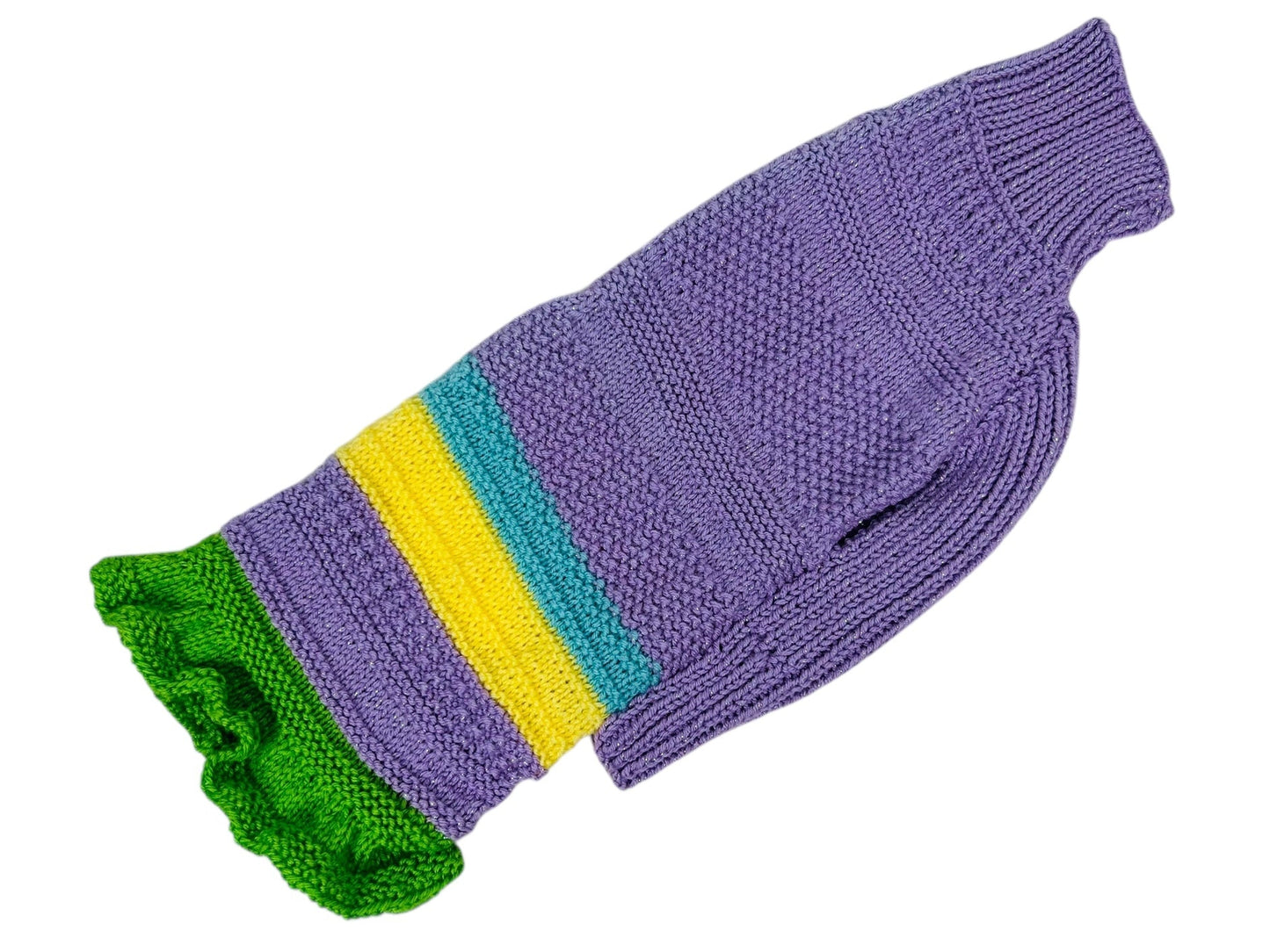 Lavender with Pastel Stripes Ruffle Sweater