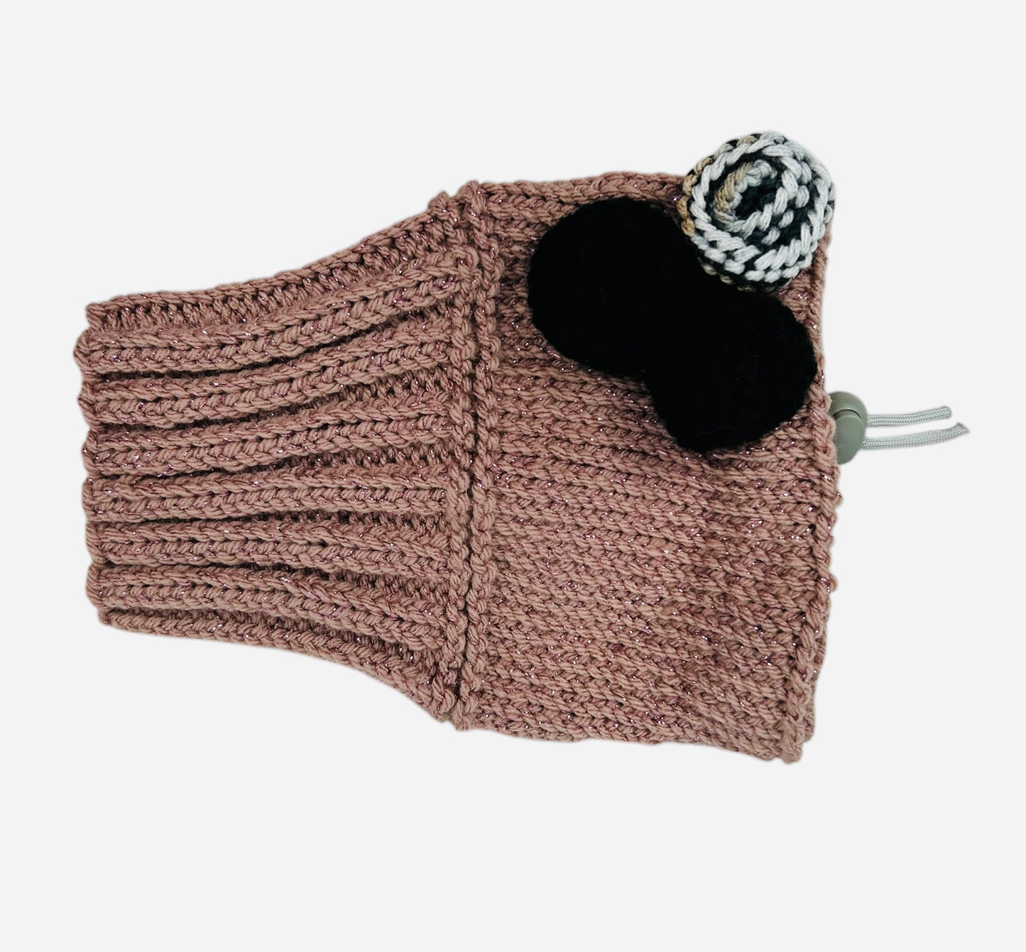 Mauve Sparkle Rose Snood with Black and White Roses