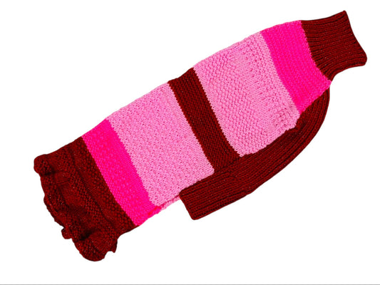 Pink and Red Sparkle Ruffle Sweater