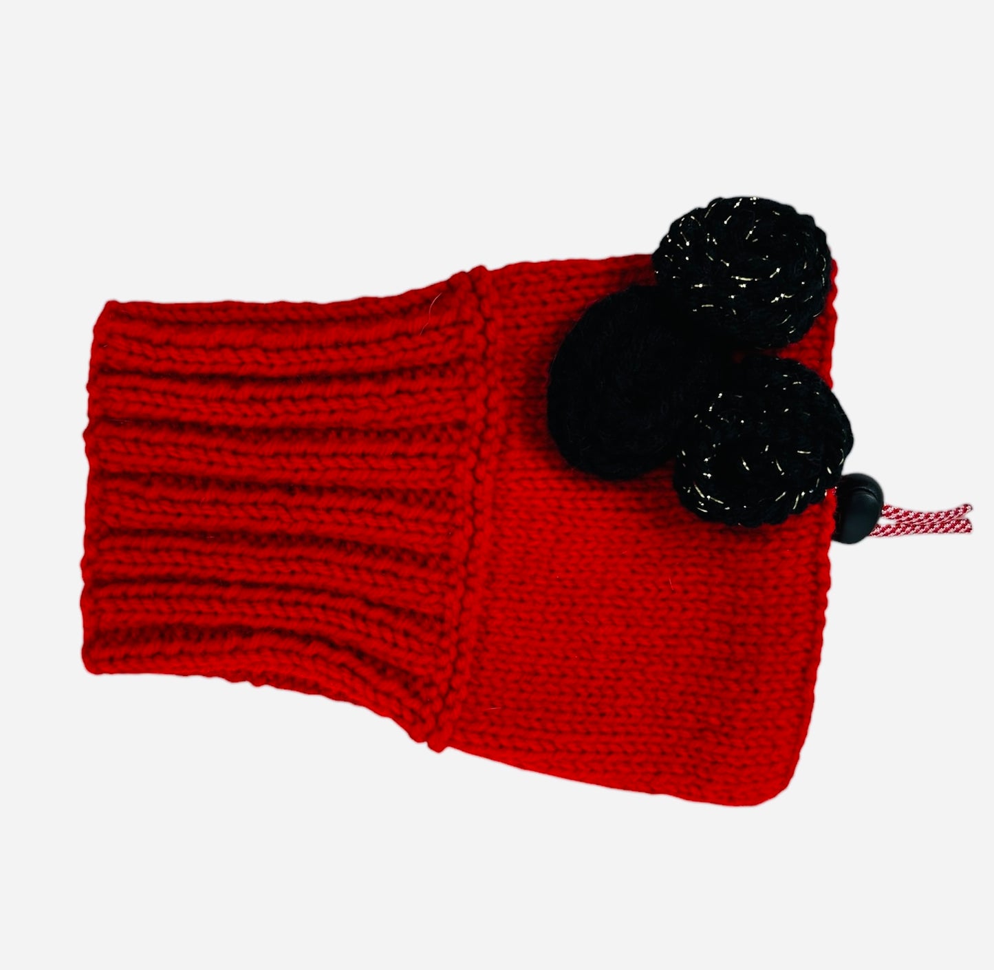 Red Rose Snood with Black Sparkle Roses