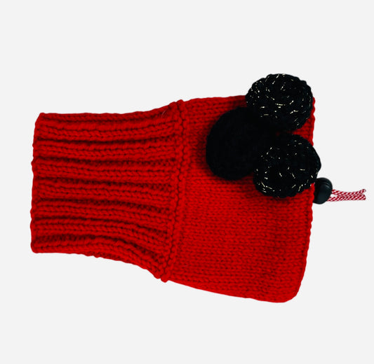 Red Rose Snood with Black Sparkle Roses