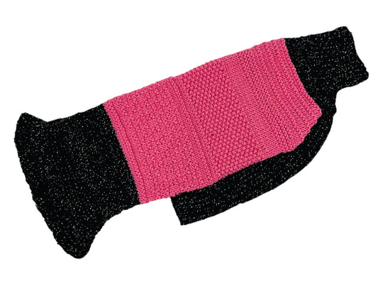 Rose and Black Sparkle Ruffle Sweater