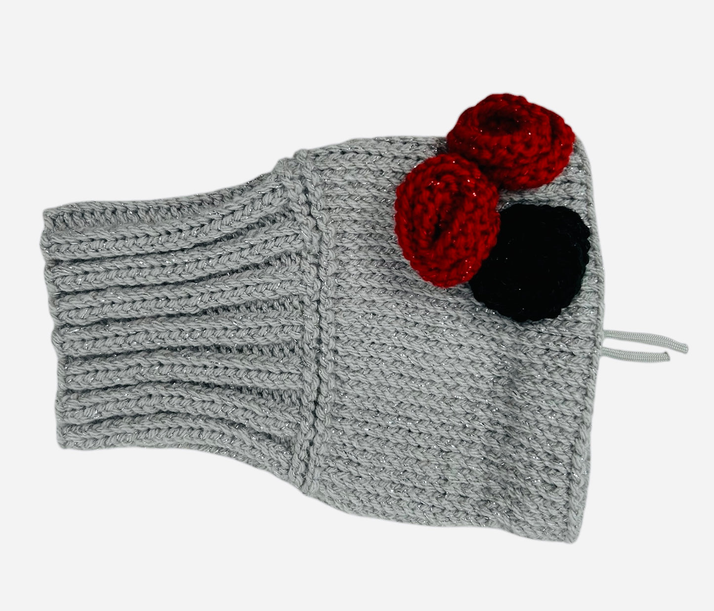 Silver Sparkle Rose Snood with Red and Black Roses