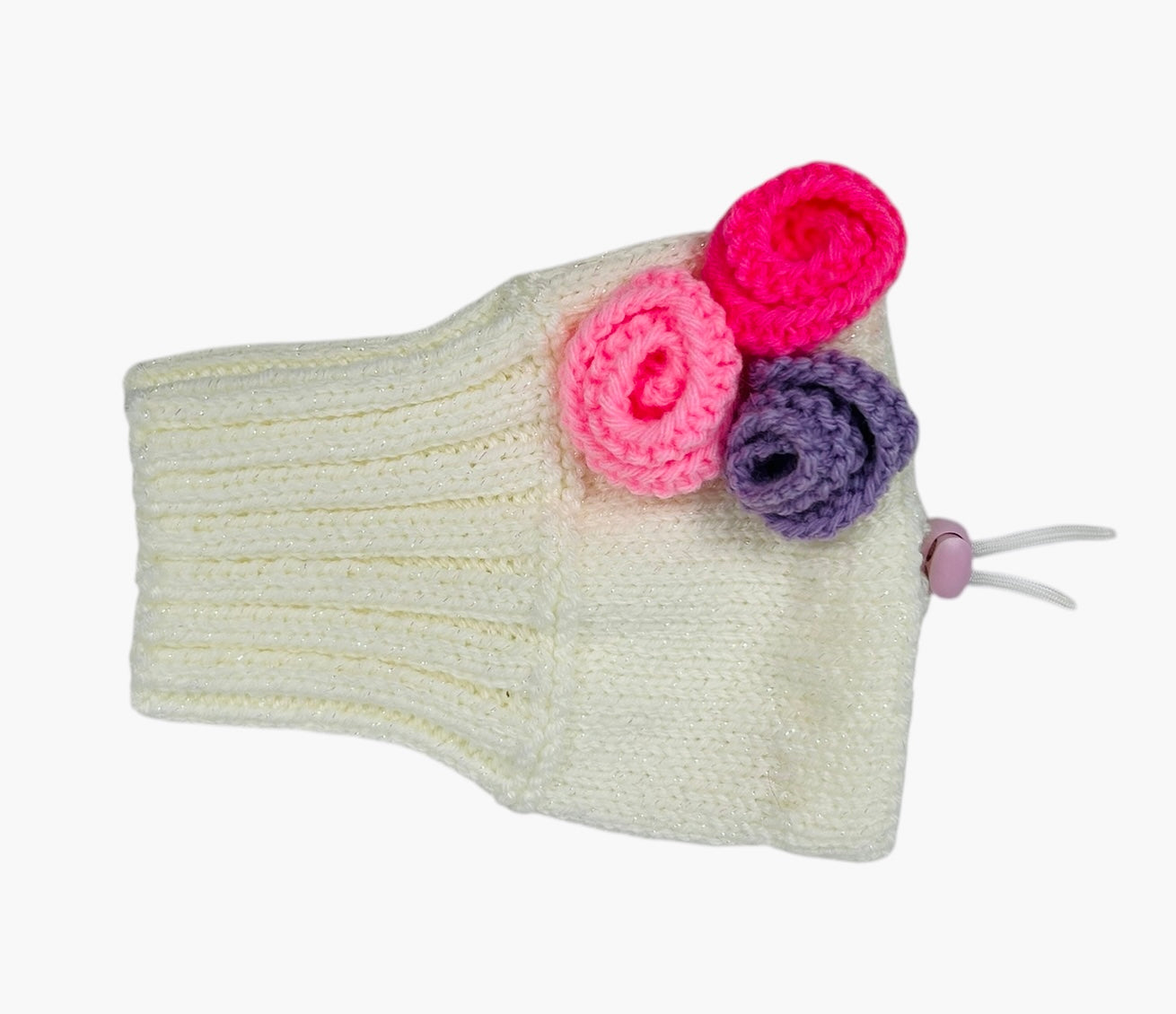 White Sparkle Rose Snood with Pink and Purple Roses