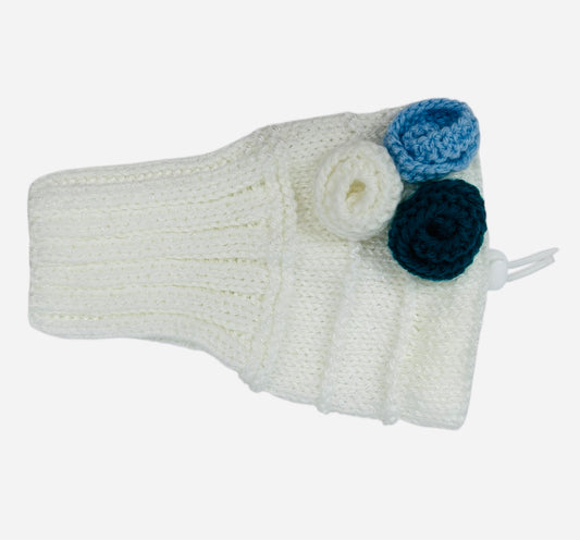 White Sparkle Rose Snood with Light Blue, Teal, and White Roses