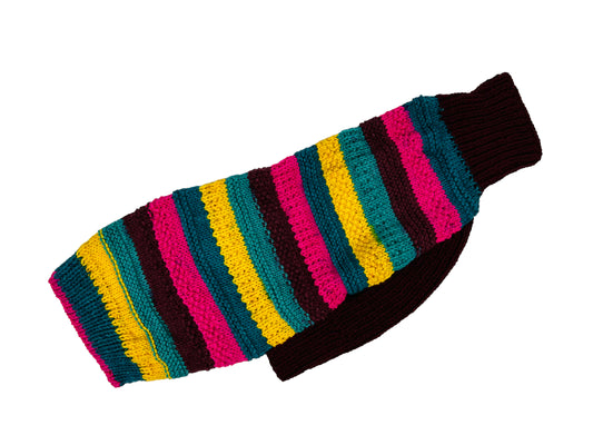 Jewel Tone Stripe Whippet Sweater Size Medium