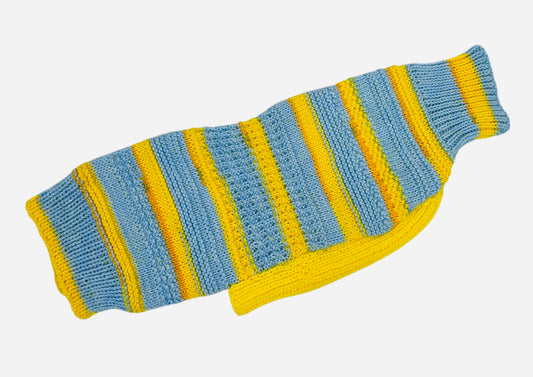 Light Blue and Yellow Whippet Sweater Size Large
