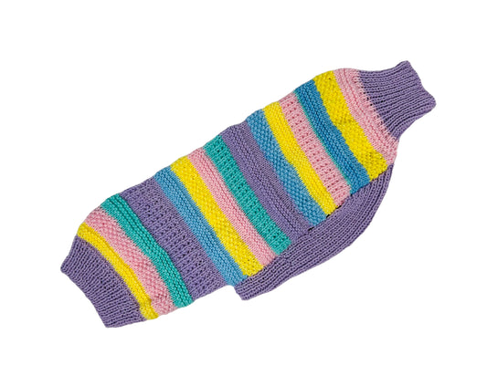Pastel Rainbow Stripe Whippet Sweater Size Medium