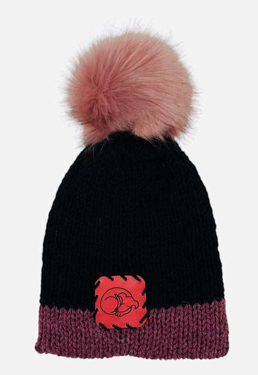 Pink and Black Winter Hat