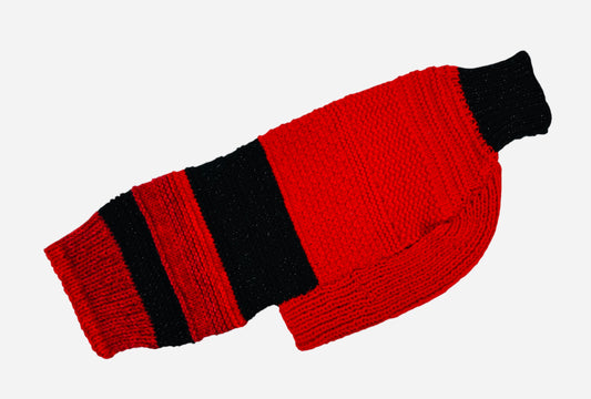 Red and Black Sparkle Whippet Sweater Size Medium
