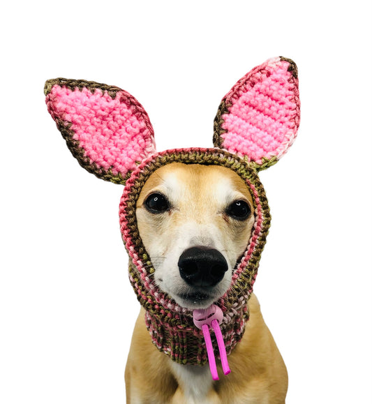 Pink Camo Knitted Bunny Ear Hat