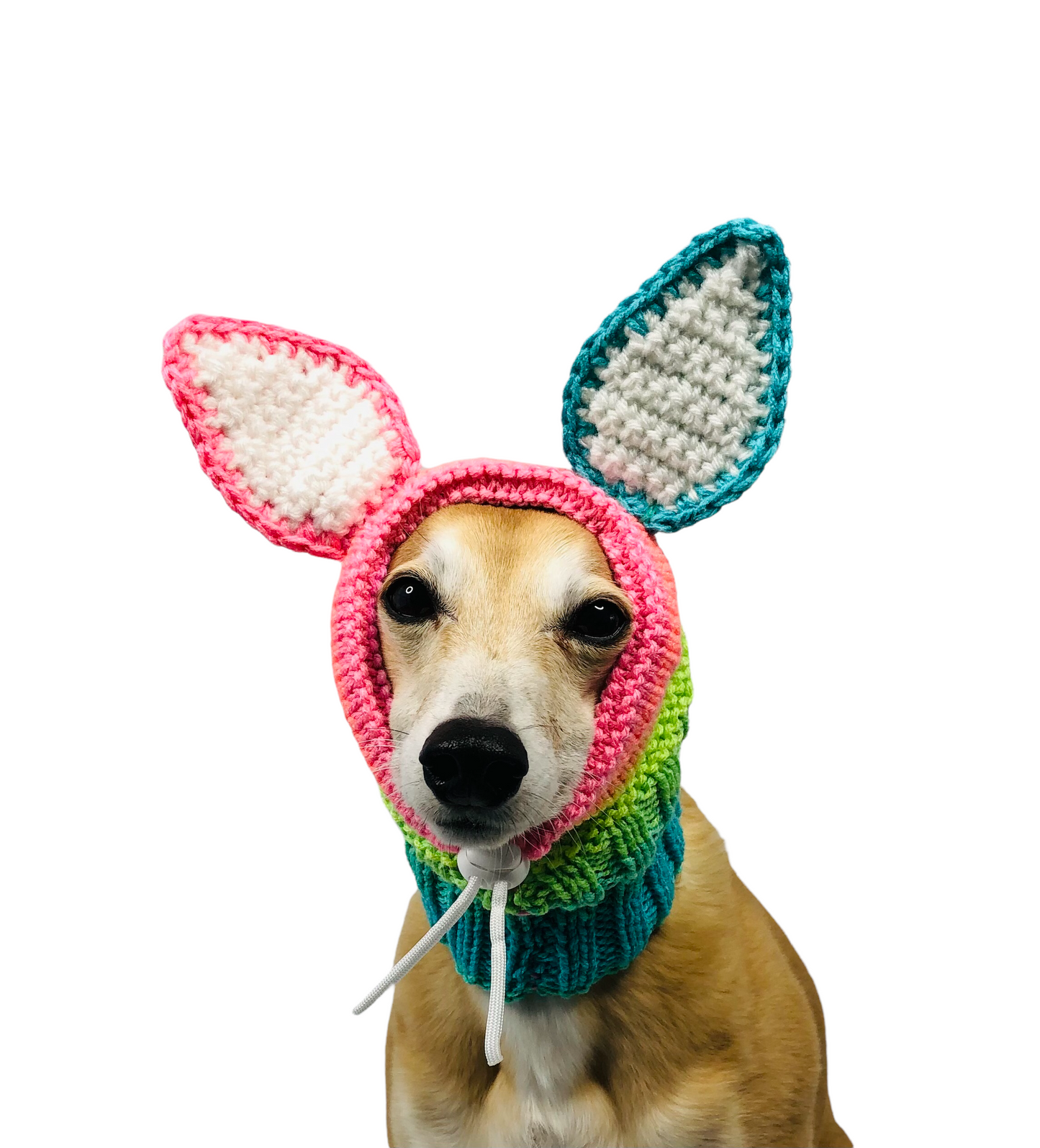 Pastel Rainbow Knitted Bunny Ear Hat