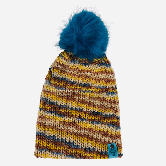 Gold/Brown/Teal Multicolor Bulky Winter Hat