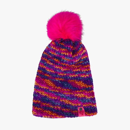 Hot Pink/Purple Multicolor Bulky Winter Hat