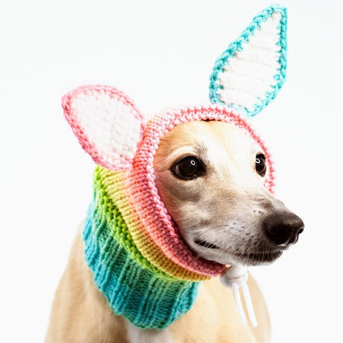 Pastel Rainbow Knitted Bunny Ear Hat