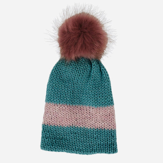 Aqua and Light Pink Winter Hat