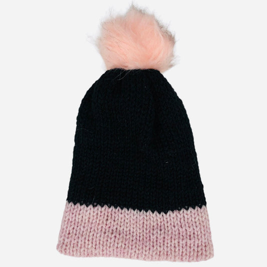 Black and Light Pink Winter Hat