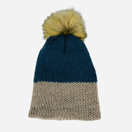 Blue and Beige Winter Hat